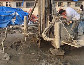 Construction site of 3-Pipe rotary jet grouting water stop pile